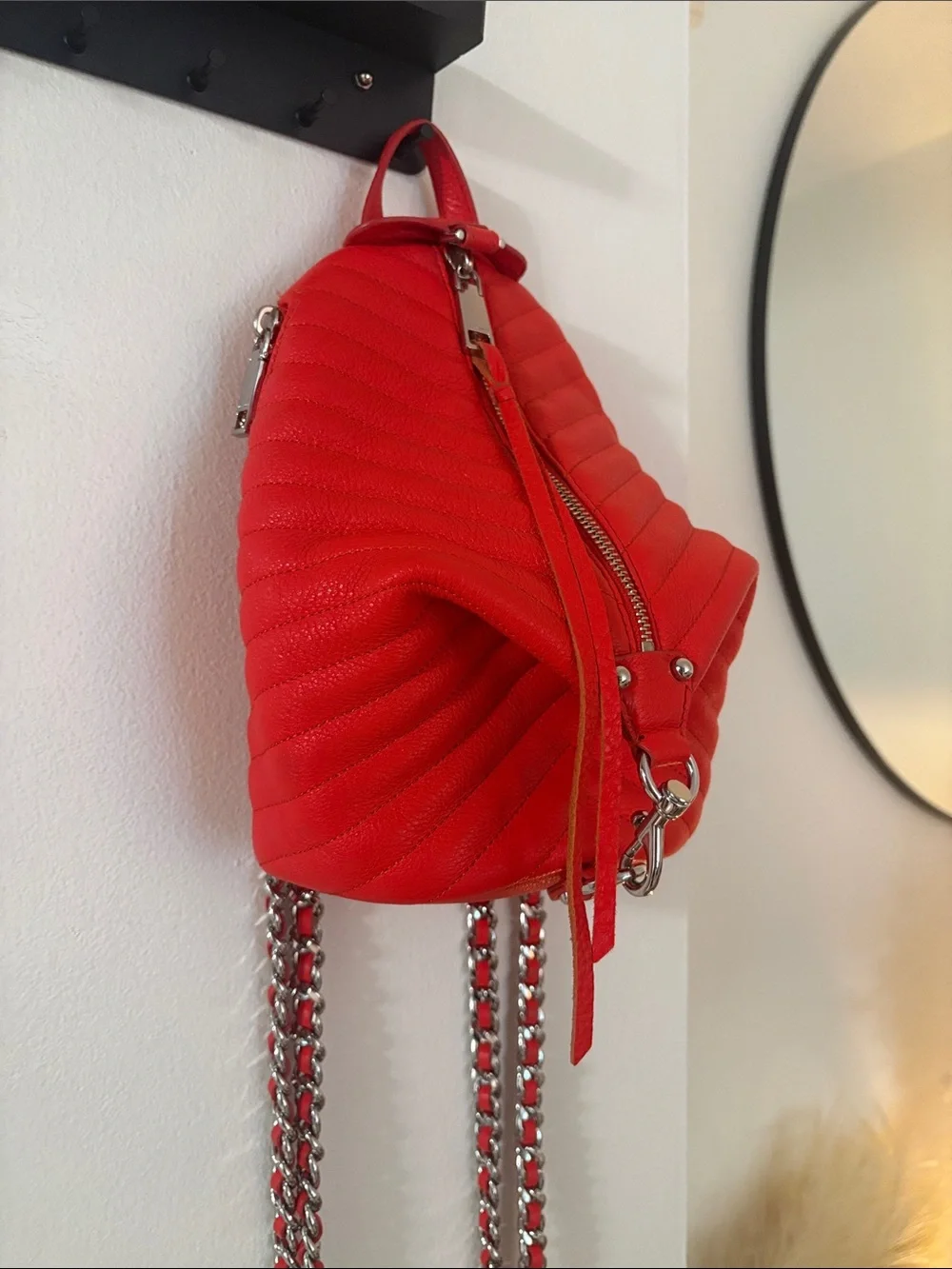 Rebecca Minkoff Red Quilted Leather Backpack